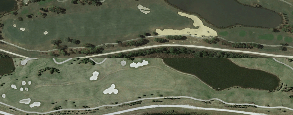 The second hole at Shingle Creek Golf Club before and after the 2016 redesign