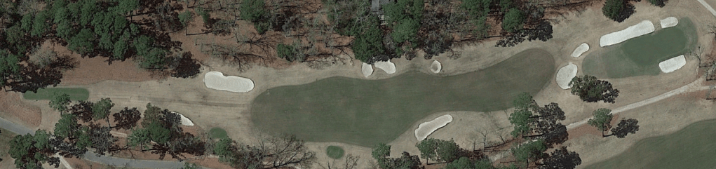 An overhead view of the eighth hole at Chechessee Creek Club