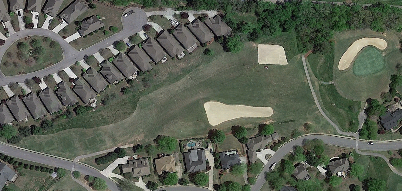 A picture of Black Creek Club from overhead of the fifth hole.