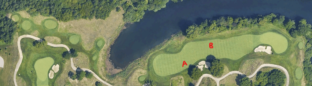 The second hole from overhead at Victoria National Golf Club