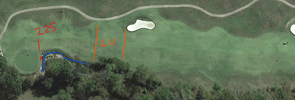 An overhead view of the two hole at GreyStone Golf Club