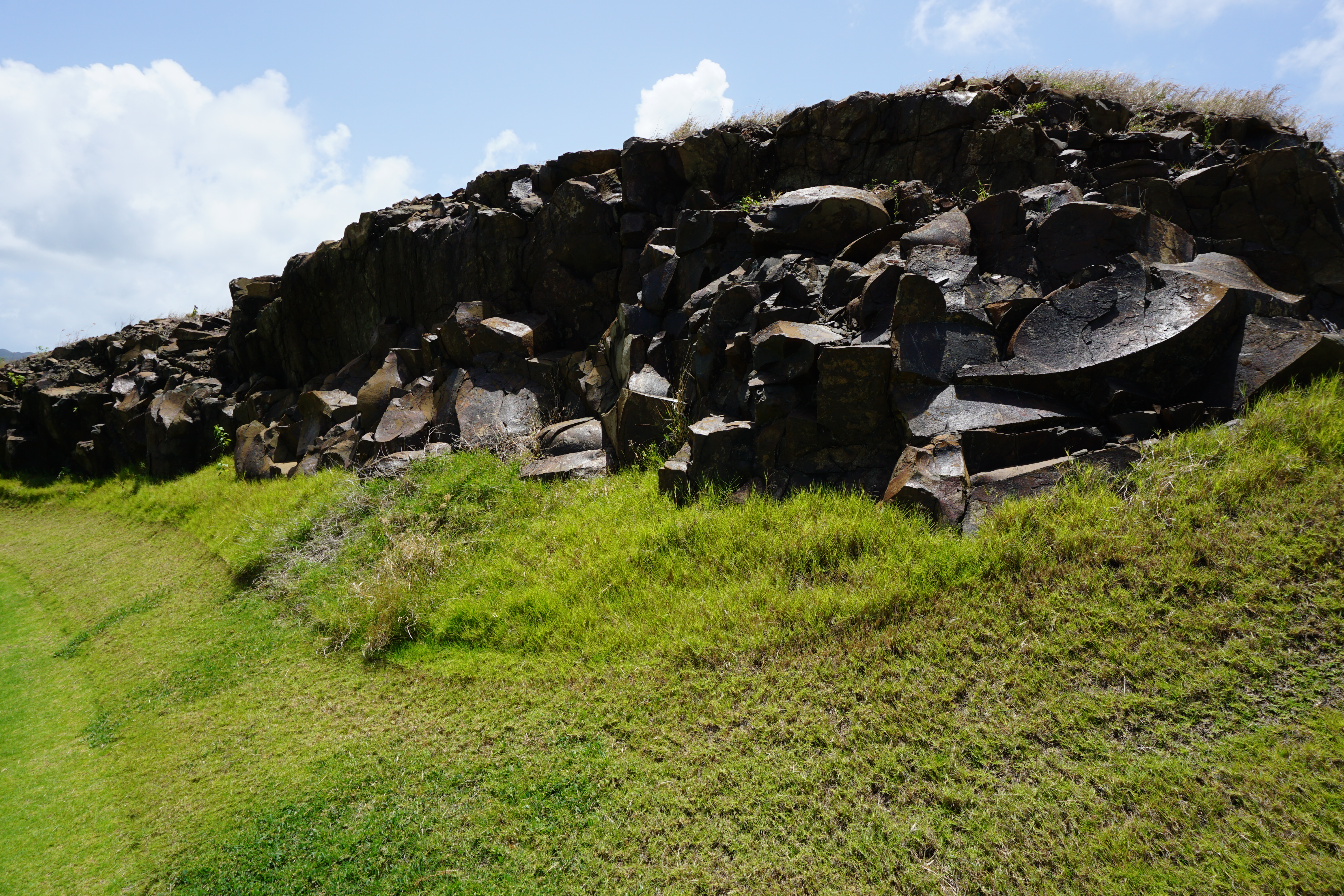 The rocks to the right of the second hole at Point Hardy Golf Club