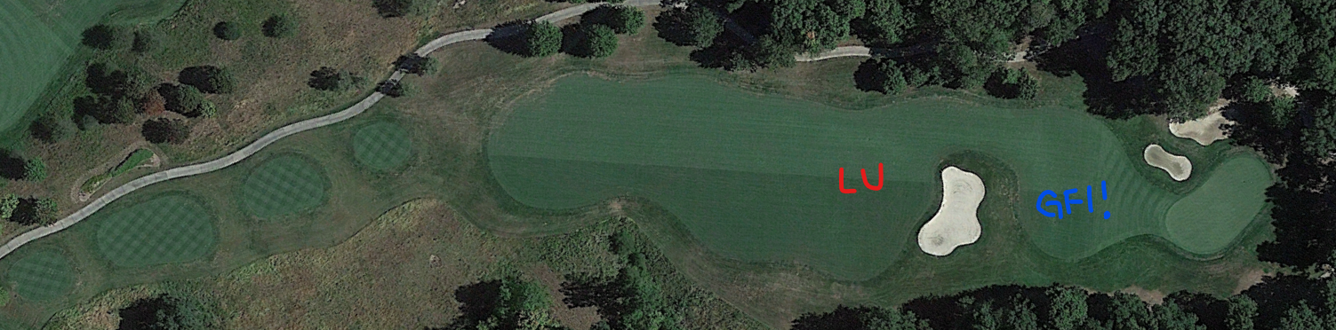An overhead view of the thirteenth hole at Canyata Golf Club