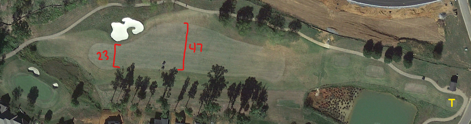 An overhead view of the fifteenth hole at Tennessee National Golf Club