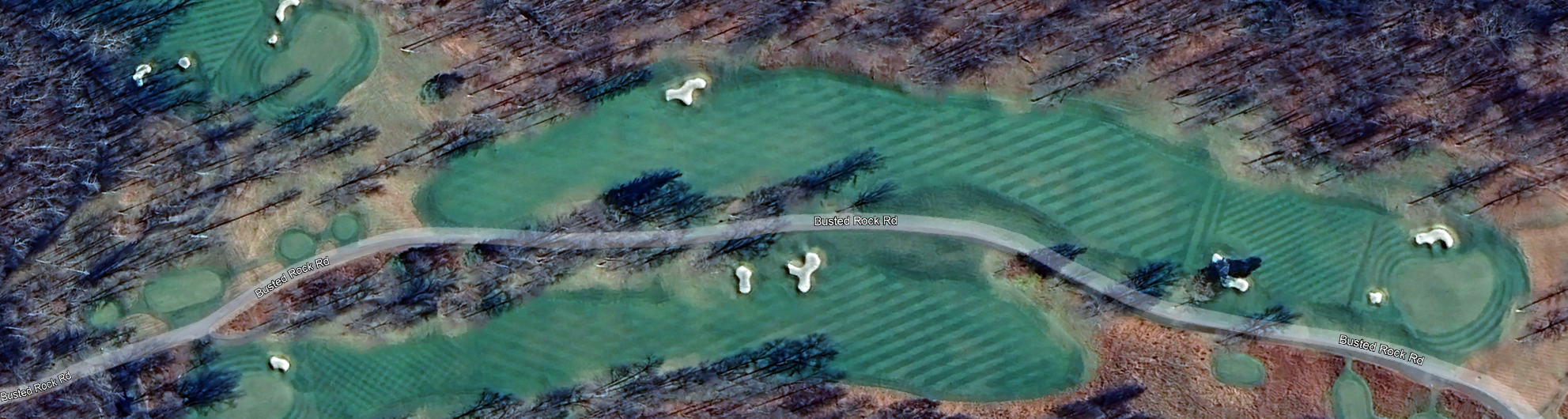 An overhead view of the sixth hole at the Highland Course at Primland