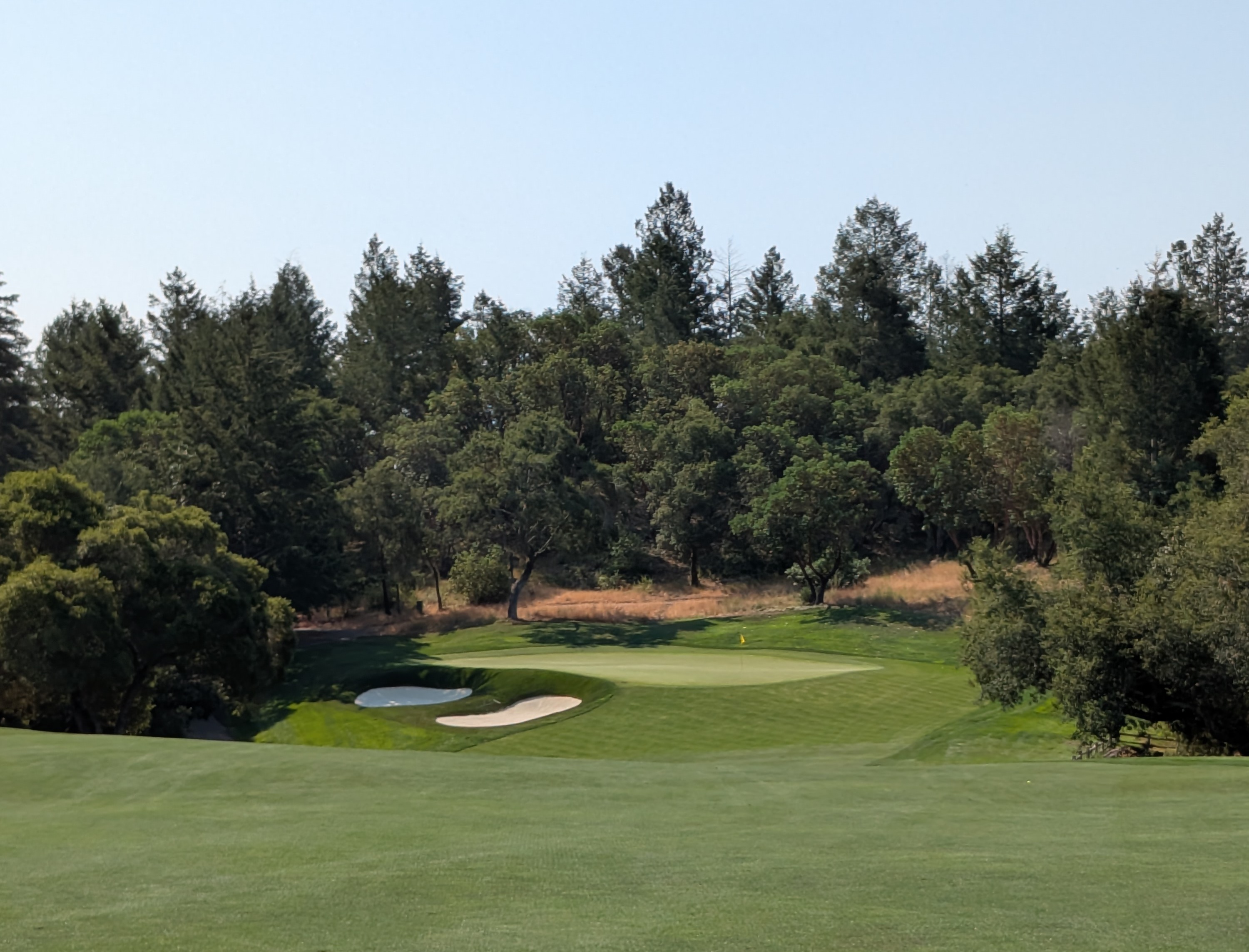 The approach shot at the first hole at Mayacama Golf Club