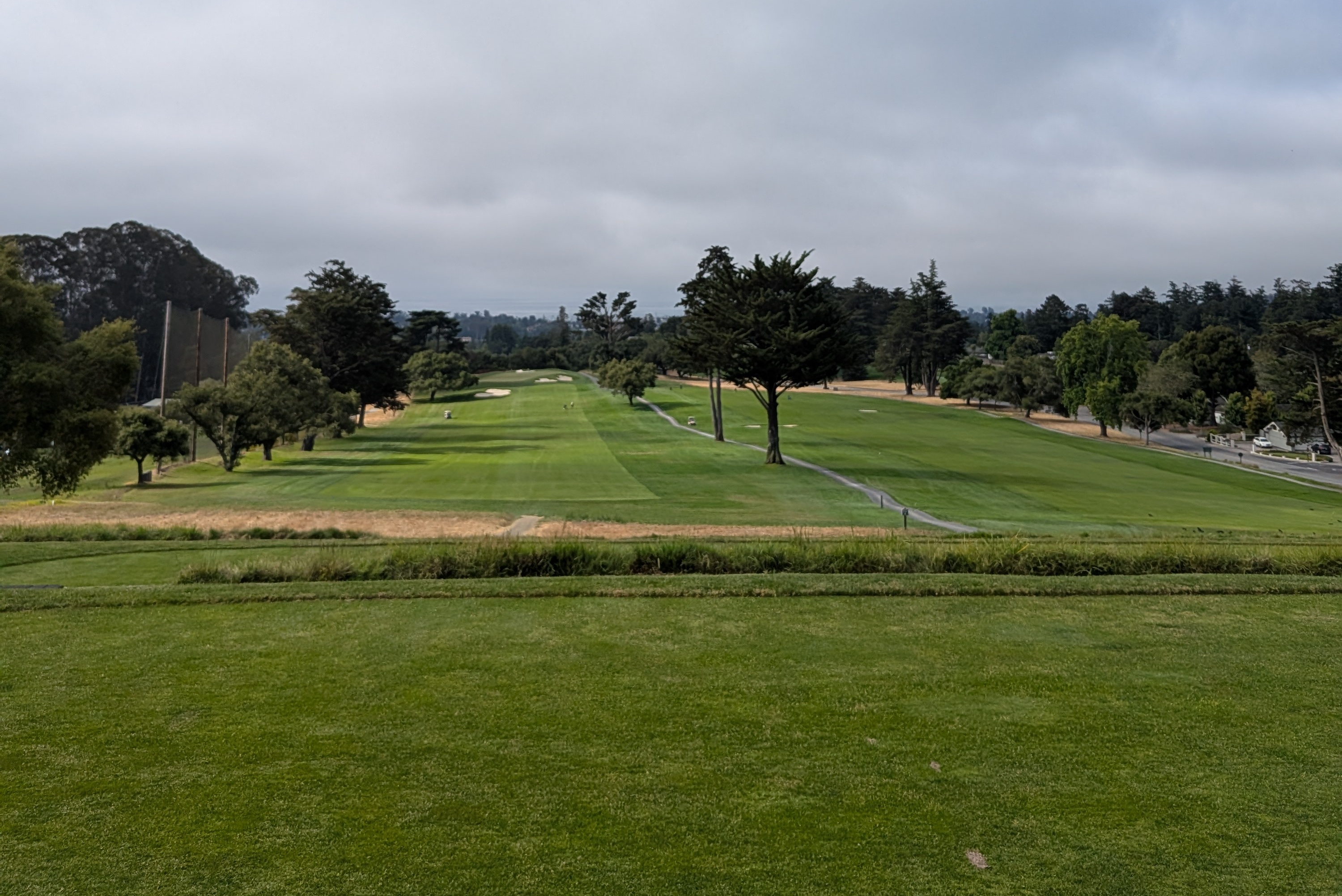 The tee shot at the first hole at Pasatiempo Golf Club