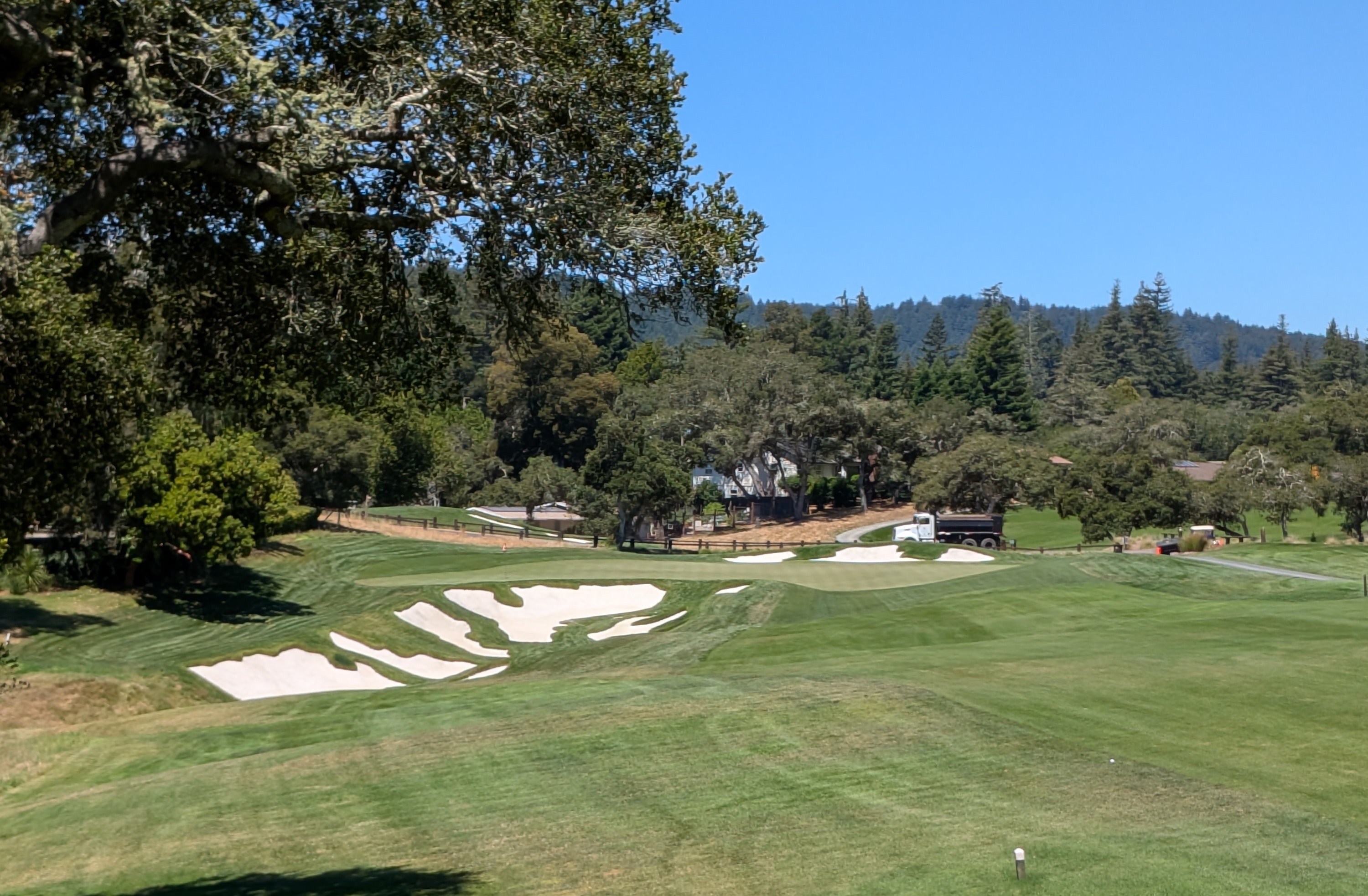 The approach shot at the tenth hole at Pasatiempo Golf Club