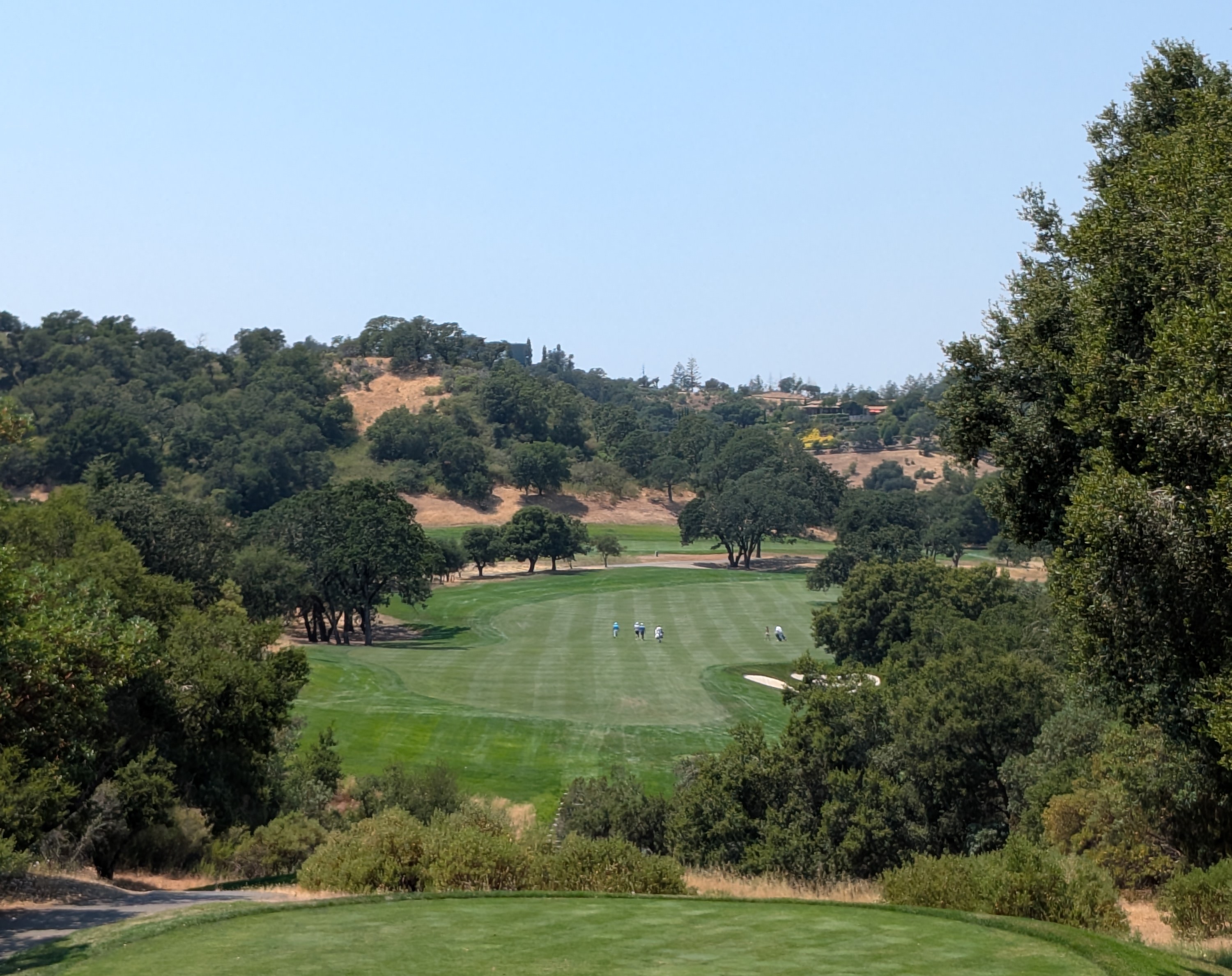 The tee shot at the eighteenth hole at Mayacama Golf Club